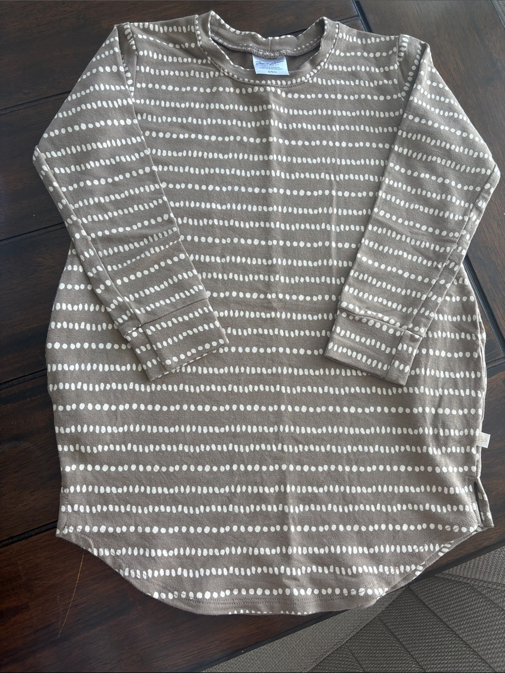 Kids Taupe Dot-Stripe Long Sleeve Tee